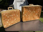 Towncraft Vintage Suitcase Floral Orange Yellow Mid Century Mcm Retro Lot 70   s