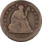 1858-o Seated Liberty Quarter - Pcgs Ag-03  A Solid Good 