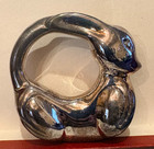 Vintage Nes Signed Sterling Silver Bunny Round Baby Rattle