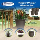 Suncast Willow 18  Diameter Decorative Wicker Patio Planter Pot  Java  4 Pack 