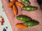 8 Rare Nice Old Vintage Green Orange Bakelite Button Lot 2 Hole Htf