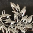 Silver Tone Metal White Leaf Branch Brooch Pin Nature Theme No Stones
