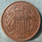 1866 Two Cent Piece High Grade Details Die Crack Reverse   Old Us Coin  644