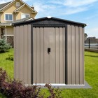 6x4 Ft Outdoor Metal Storage Shed W sturdy Frame   Sliding Door Brown Tool House