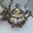 Vtg Reed   Barton Hand Chased Regent 3 Pc Set Silverplate Repousse Coffee Teapot