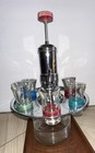 Liquor Dispenser Pump Decanter W 6 Shot Glasses In Chrome Tray  Not Working 