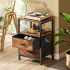 Night Stand Set Of 2  Nightstand With 2 Drawers  Bed Side Table With Open Shelf 