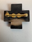 Vintage Red Cross Style Guilloch   Enamel Pin W  Mark   Pat 2066969 Clasp