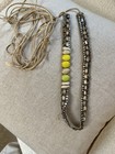 Marni Beaded Skinny Tie Belt Yellow   Silver Accents Adjustable- Made In Italy 