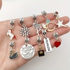 10pcs Random Vintage Alloy With Large Hole Pendant  Including Animal  Fruit  