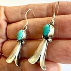 Navajo Turquoise Earrings Squash Blossom 1 75in Sterling 925 Native Amer Hook
