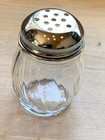 Clear Glass Table Top Shaker Parmesan Cheese    Red Pepper Shaker