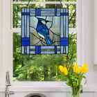 River Of Goods Stained Glass Window Panel 11  Blue Jay Bird Design 75 Glass Cuts