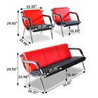 Waiting Room Reception Chair Set Red Pu Leather Office Airport Bank Guest Bench