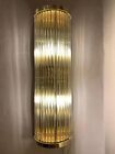 Industrial Vintage Brass Wall Sconce Lamps - Metal   Glass Rod Design  Set Of 2