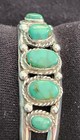 Antique Heavyweight Native American Navajo Green Turquoise Silver Cuff Bracelet
