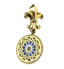 14k Gold Plique A Jour Enamel Pendant Notre Dame Fleur De Lis Lapel Pin Brooch