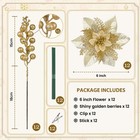 Alupssuc 24pcs Artificial Christmas Poinsettia Flowers   6 Inches  Gold