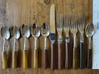 11 Pieces Vintage Bakelite Flatware Asst Butterscotch 4 Forks 6 Spoons 1 Knife
