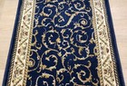 Navy Blue Scroll Hall And Stair Runner - 26  Wide Carpet Rug Runner By Rug Depot