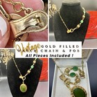 Wow Vintage Gold Filled Watch Chain Necklace   Fob  Enhancer  Dog Clip vest Clip