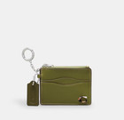 Coach Cq861 Wavy Zip Card Case Wallet Sv olive Green Coachatopia Leather Keyring
