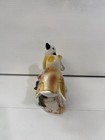 Vintage Yellow Bird Pair Ceramic Porcelain Carved Roses Figure Figurine Birds 