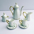 Vintage Miniature Tea Set Flowers Gold Trim Complete Set Of 9 Pieces