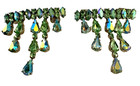 Art Deco Aurora Borealis Rhinestone Dress Clips Pair Green Blue Dress Shoe Clips