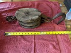 Vintage Wooden Duel Pulley Marine Nautical Barn Cattle Block   Tackle
