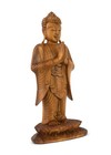 16  Wooden Hand Carved Standing Buddha Statue Meditating Sculpture Figurine Wood