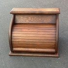 Vintage Country Wood Roll Top Door Bread Box Keeper Kitchen Rustic 16 