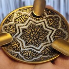 Damascene 3 Footed Jewelry Shop Ashtray  Spain  Gold Silver Mid Centery - 1950s