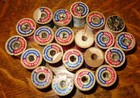 Mixed Lot 21 Old Vintage Small Wood Spools Of Sewing Thread Coats   Clarks Star