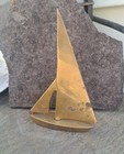 Vintage Solid Brass Nautical Ship Sculpture Sail Boat Figurine Decor 