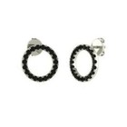 Round Cut Black Simulated Diamond Circular Stud Earrings 14k White Gold Plated