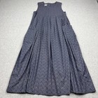 Vtg Laura Ashley Floral Midi Dress Women s 8 Blue Pockets Cottagecore Feminine
