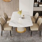 Extendable Slate Top Marble Dining Table Set     6 To 8 Seater With Chairs