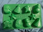 Happy Holidays Jell-o Brand Jigglers Mold Christmas Shapes Green Plastic