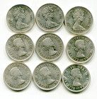 Canada 80  Silver Quarters Lot Of  9   1960-67 Lotsep3062