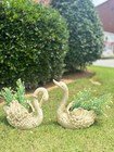Swan Planter Antique White Resin