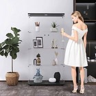 4-tier Glass Display Cabinet Floor Standing Curio Bookshelf 2 Doors Black 64 