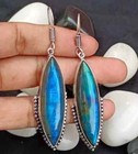 Labradorite Gemstone Drop dangle Beautiful Earring 925 Sterling Silver R-127