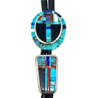 Hank Whitethorne  Bolo Tie  Multi-stone  Sterling Silver  Navajo Handmade  44 