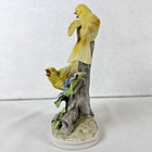 Royal Crown Made In Japan 2 Yellow Robin Birds Free Stand On Bark