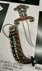 Rare 1940   s Matilde Poulat Handcrafted Sterling Turquoise Coral Sword Brooch See