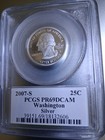 2007-s 25c State Quarter Washington Pcgs Pr69 Dcam 90  Silver 22lusl0403