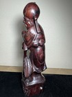 Antique Chinese Rosewood Carving - Shoulou God Of Longevity Early 20th