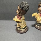 Vintage Black Americana Choir Children Singing Figurines Pair Resin Church  24