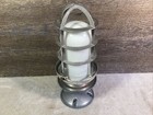 Vintage Industrial Cage Vapor Proof Ceiling Light Fixture White Glass